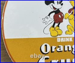 Vintage Orange Crush Porcelain Sign Gas Station Motor Oil Service Disney Mickey