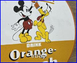 Vintage Orange Crush Porcelain Sign Gas Station Motor Oil Service Disney Mickey