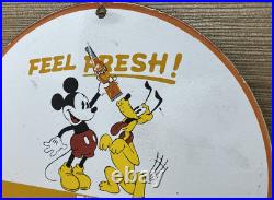 Vintage Orange Crush Porcelain Sign Gas Station Motor Oil Service Disney Mickey