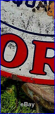 Vintage Orig Old 30in Porcelain B Square Motor Oil Gasoline Sign Gas 2sided GR8