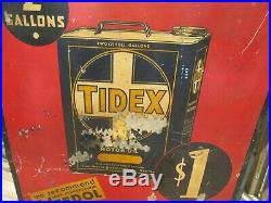 Vintage Original 1918 Tidex And Veedol Motor Oil 2 Gallon Can Sign Ext Rare