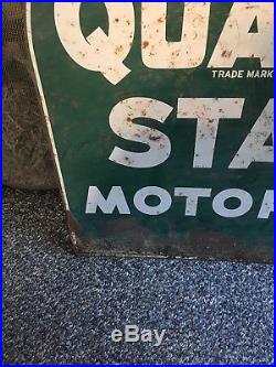 Vintage Original 1950s QUAKER STATE MOTOR OIL Tombstone Metal Sign