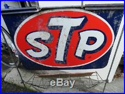 Vintage Original 1960's STP Motor Oil Can Display Gas Service Station Rack Sign