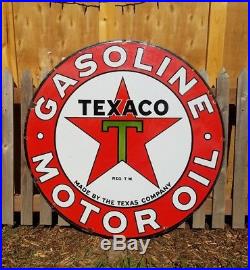 Vintage Original 42 DBL sided Texaco Gasoline Motor Oil Porcelain Enamel Sign