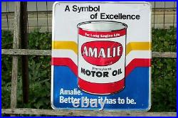 Vintage Original Amalie Motor Oil Embossed Sign / FREE PRIORITY SHIPPING