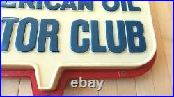 Vintage Original American Oil Motor Club Double Sided Embossed Hanging Sign
