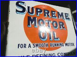 Vintage Original Early Porcelain Gulf Supreme Motor Oil Flange Signnot A Repro