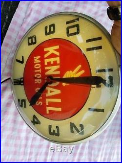 Vintage Original Kendall Motor Oil Pam style Glass Clock Working Gas Oil sign