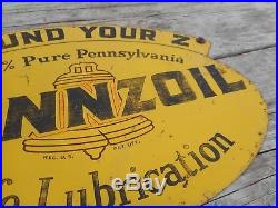Vintage Original PENNZOIL MOTOR OIL SOUND YOUR Z OIL RACK Advertising Metal SIGN