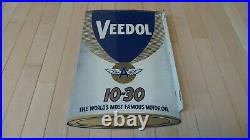 Vintage Original Veedol Flying A Motor Oil Double Sided Flange Sign Excellent