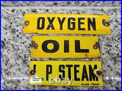 Vintage Oxygen Porcelain Sign Burdick Chicago Gas Tank Motor Oil Steam Garage