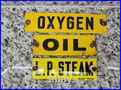 Vintage Oxygen Porcelain Sign Burdick Chicago Gas Tank Motor Oil Steam Garage