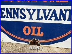 Vintage PENNO Porcelain Sign Pennsylvania Motor Oil Service Auto Parts 28 Gas