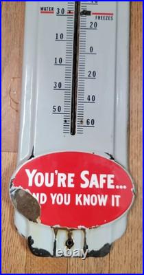 Vintage PRESTONE ANTIFREEZE Porcelain Thermometer Sign 36 Garage Motor Oil Sign