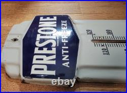 Vintage PRESTONE ANTIFREEZE Porcelain Thermometer Sign 36 Garage Motor Oil Sign