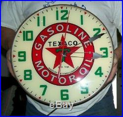 Vintage Pam Texaco Gas Motor Oil Advertising Lighted Clock Sign 1950's