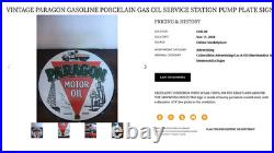 Vintage Paragon Motor Oil Truck Refiners & Producers 9 Porcelain Metal Gas Sign