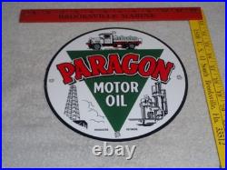 Vintage Paragon Motor Oil Truck Refiners & Producers 9 Porcelain Metal Gas Sign