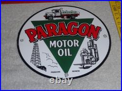 Vintage Paragon Motor Oil Truck Refiners & Producers 9 Porcelain Metal Gas Sign