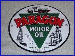 Vintage Paragon Motor Oil Truck Refiners & Producers 9 Porcelain Metal Gas Sign