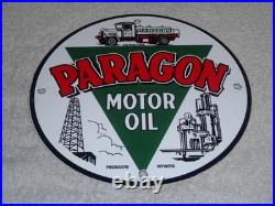 Vintage Paragon Motor Oil Truck Refiners & Producers 9 Porcelain Metal Gas Sign