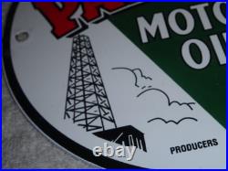 Vintage Paragon Motor Oil Truck Refiners & Producers 9 Porcelain Metal Gas Sign