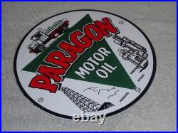 Vintage Paragon Motor Oil Truck Refiners & Producers 9 Porcelain Metal Gas Sign