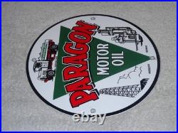 Vintage Paragon Motor Oil Truck Refiners & Producers 9 Porcelain Metal Gas Sign