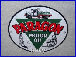 Vintage Paragon Motor Oil Truck Refiners & Producers 9 Porcelain Metal Gas Sign