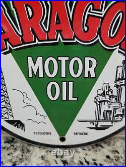 Vintage Paragon Porcelain Sign Motor Oil Producing Refinery Trucking Advertising