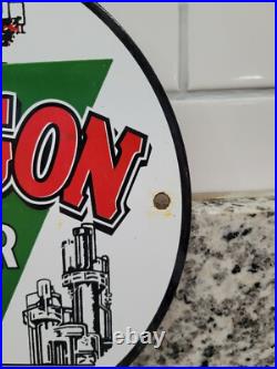Vintage Paragon Porcelain Sign Old Us Motor Oil Petroleum Truck Gas Pump Plate