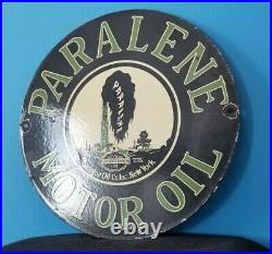 Vintage Paralene Gasoline Porcelain Gas Motor Oil Refinery Service Station Sign