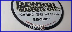 Vintage Pendol Motor Oil Porcelain Sign Gasoline Western Petro Pump Plate Sign
