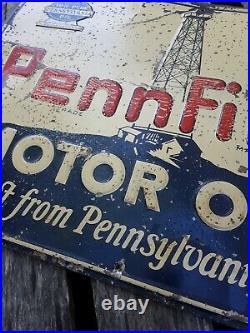 Vintage Pennfield Motor Oil Sign, Pennsylvania Oils Sign