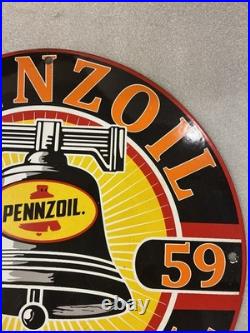 Vintage Pennzoil Motor Oil 1959 Porcelain Gas Pump Sign 12