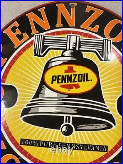 Vintage Pennzoil Motor Oil 1959 Porcelain Gas Pump Sign 12