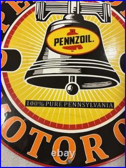 Vintage Pennzoil Motor Oil 1959 Porcelain Gas Pump Sign 12
