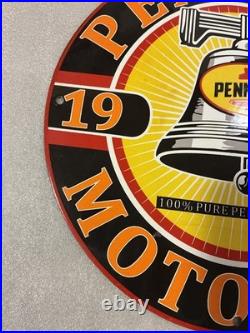 Vintage Pennzoil Motor Oil 1959 Porcelain Gas Pump Sign 12