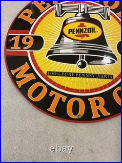 Vintage Pennzoil Motor Oil 1959 Porcelain Gas Pump Sign 12