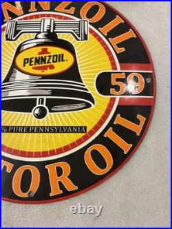 Vintage Pennzoil Motor Oil 1959 Porcelain Gas Pump Sign 12