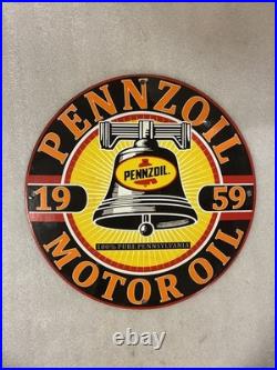 Vintage Pennzoil Motor Oil 1959 Porcelain Gas Pump Sign 12