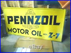 Vintage Pennzoil Motor Oil 1960 A-m Sign 6ft X 3ft Metal Sign