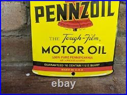 Vintage Pennzoil Motor Oil Can Porcelain Gas Pump Sign 8 X 6