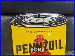 Vintage Pennzoil Motor Oil Can Porcelain Metal Gas Station Sign 8 X 6