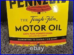 Vintage Pennzoil Motor Oil Can Porcelain Metal Gas Station Sign 8 X 6