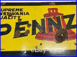 Vintage Pennzoil Motor Oil Double Sided Porcelain Gas And Oil Advertising Sign