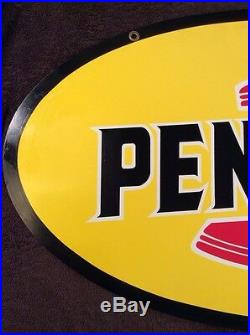 Vintage Pennzoil Motor Oil Double Sided Sign 1974 18x30 Hanging