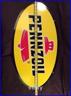 Vintage Pennzoil Motor Oil Double Sided Sign 1974 18x30 Hanging