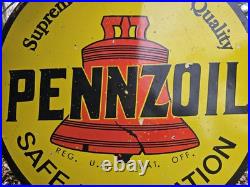 Vintage Pennzoil Motor Oil Double-sided Porcelain Enamel Dealership Sign 30