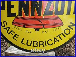 Vintage Pennzoil Motor Oil Double-sided Porcelain Enamel Dealership Sign 30